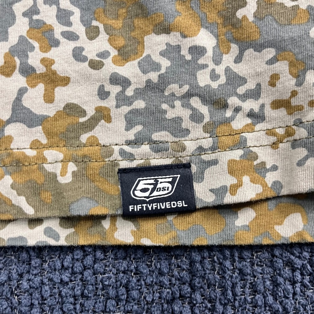 FiftyFiveDSL Diesel Mens Camo Polo Shirt Green Tan Flecktarn Print Size L - Picture 5 of 9